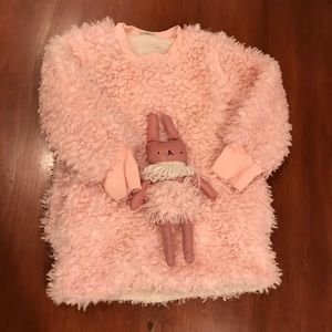 Sha Liu Sha Pink Teddy Bear Fleece Girls Sweater M